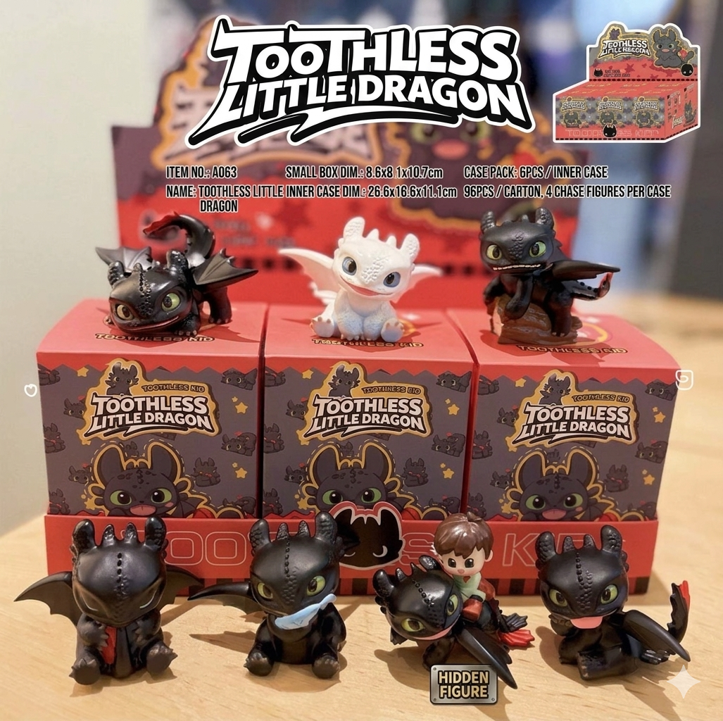 Toothless Little Dragon Collectible Mini Figures - Chibi Night Fury & Light Fury Blind Box Toy