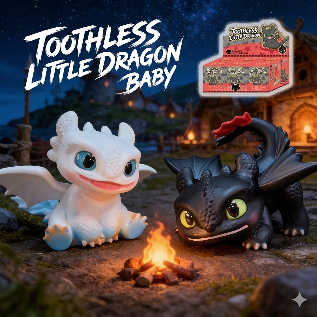 Toothless Little Dragon Collectible Mini Figures - Chibi Night Fury & Light Fury Blind Box Toy