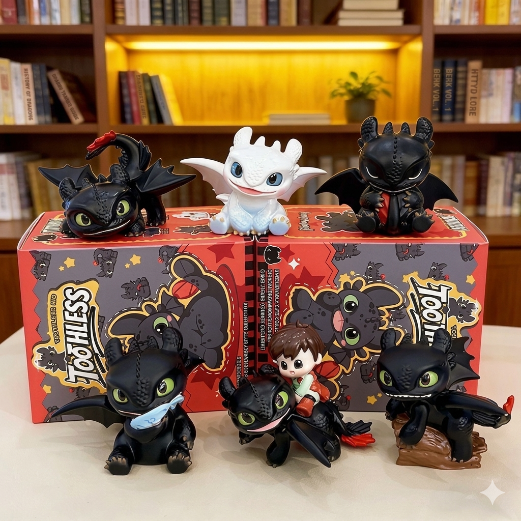 Toothless Little Dragon Collectible Mini Figures - Chibi Night Fury & Light Fury Blind Box Toy