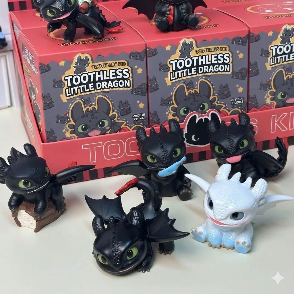 Toothless Little Dragon Collectible Mini Figures - Chibi Night Fury & Light Fury Blind Box Toy